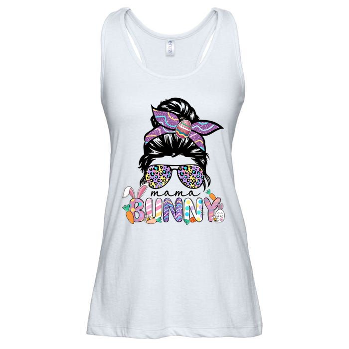 Messy Bun Mama Bunny Easter Bunny Rabbit Mom Easter Eggs Hunt Ladies Essential Flowy Tank