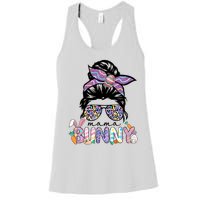 Messy Bun Mama Bunny Easter Bunny Rabbit Mom Easter Eggs Hunt Women's Racerback Tank