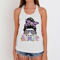 Messy Bun Mama Bunny Easter Bunny Rabbit Mom Easter Eggs Hunt Women's Knotted Racerback Tank