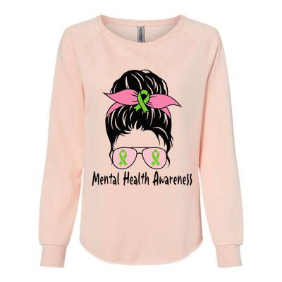 Messy Bun Mental Health Matters Gift Mental Health Awareness Womens California Wash Sweatshirt