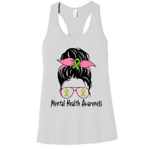 Messy Bun Mental Health Matters Gift Mental Health Awareness Women's Racerback Tank