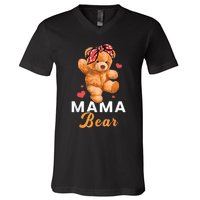 Mama Bear Mothers Day Cute Teddy Mom Momma Mommy V-Neck T-Shirt