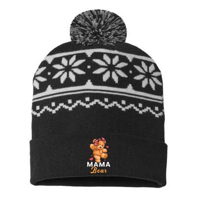 Mama Bear Mothers Day Cute Teddy Mom Momma Mommy USA-Made Snowflake Beanie