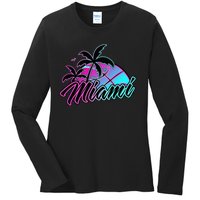 Miami Basketball Merch Gift Ladies Long Sleeve Shirt