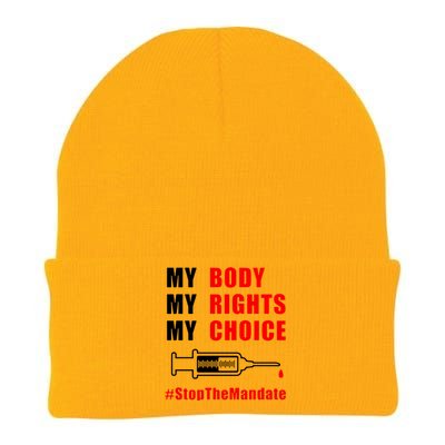 My Body My Rights My Choice Stop The Mandate Knit Cap Winter Beanie