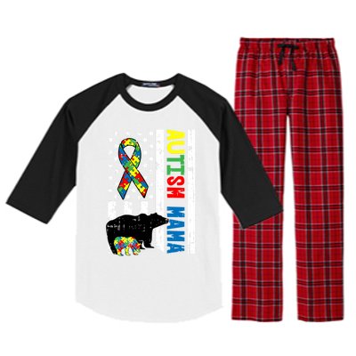 Mama Bear Matching Family Autism Awareness Funny Gift For Mom Gift Raglan Sleeve Pajama Set