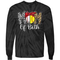 Messy Bun Mom Of Both Baseball Softball Mom Mothers Day Tie-Dye Long Sleeve Shirt