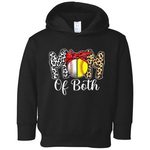 Messy Bun Mom Of Both Baseball Softball Mom Mothers Day Toddler Hoodie