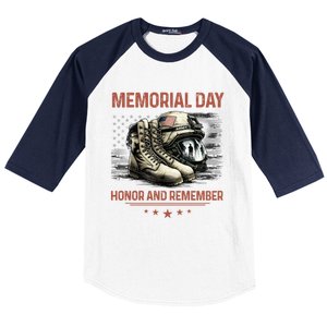 Military Boots Memorial Day Gifts Flag Baseball Sleeve Shirt