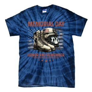 Military Boots Memorial Day Gifts Flag Tie-Dye T-Shirt