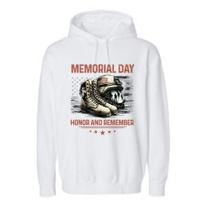 Military Boots Memorial Day Gifts Flag Garment-Dyed Fleece Hoodie