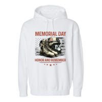 Military Boots Memorial Day Gifts Flag Garment-Dyed Fleece Hoodie