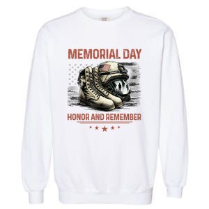 Military Boots Memorial Day Gifts Flag Garment-Dyed Sweatshirt