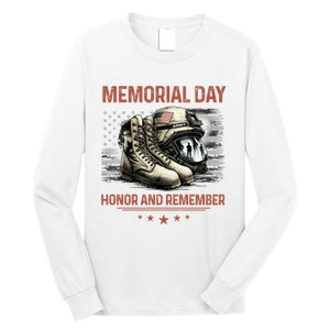 Military Boots Memorial Day Gifts Flag Long Sleeve Shirt