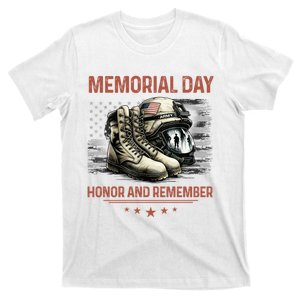 Military Boots Memorial Day Gifts Flag T-Shirt