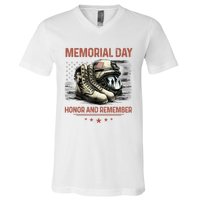 Military Boots Memorial Day Gifts Flag V-Neck T-Shirt