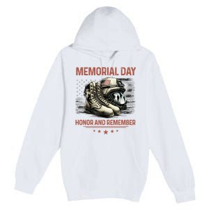 Military Boots Memorial Day Gifts Flag Premium Pullover Hoodie