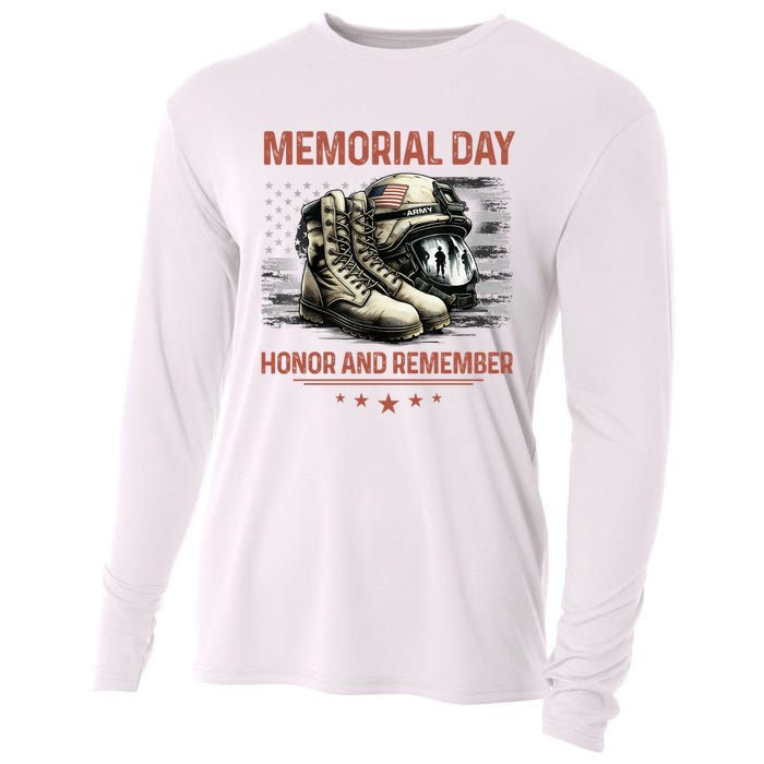 Military Boots Memorial Day Gifts Flag Cooling Performance Long Sleeve Crew