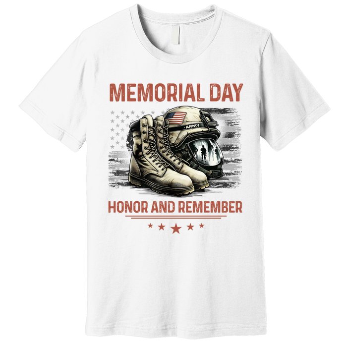 Military Boots Memorial Day Gifts Flag Premium T-Shirt