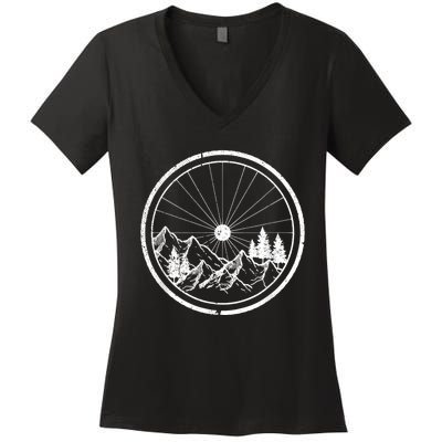 Mountain Bike MTB Cycling Bicycle Biking Gift Women's V-Neck T-Shirt