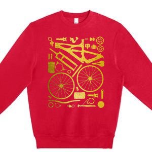 Mountain Bike Mtb Cycling Bicycle Parts Mountain Biker Premium Crewneck Sweatshirt