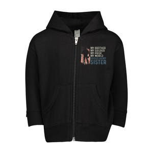 My Brother My Soldier Hero Proud Army Sister  Toddler Zip Fleece Hoodie