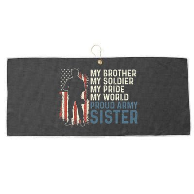 My Brother My Soldier Hero Proud Army Sister  Large Microfiber Waffle Golf Towel