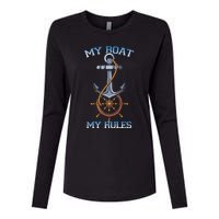 My Boat My Rules Womens Cotton Relaxed Long Sleeve T-Shirt