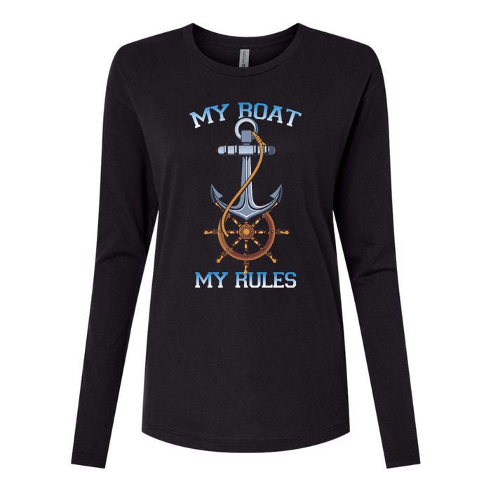 My Boat My Rules Womens Cotton Relaxed Long Sleeve T-Shirt