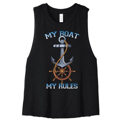 My Boat My Rules Women's Racerback Cropped Tank