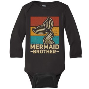 Mermaid Brother Mermaid Birthday Party Outfit Retro Mermaid Baby Long Sleeve Bodysuit