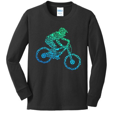 Mountain Bike MTB Downhill Biking Cycling Biker Kids Long Sleeve Shirt