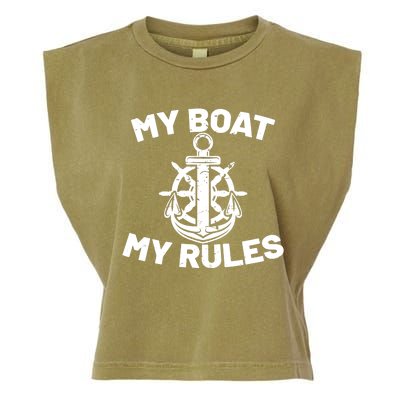 My Boat My Rules - Funny Captain Cruise Gift Garment-Dyed Women's Muscle Tee