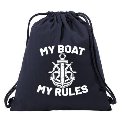 My Boat My Rules - Funny Captain Cruise Gift Drawstring Bag