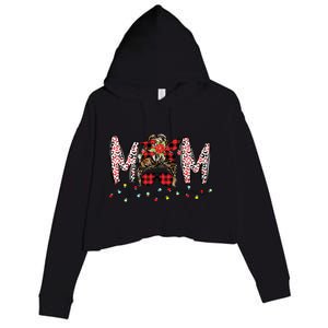 Messy Bun Mom Santa Christmas Family Mama Xmas Mother Great Gift Crop Fleece Hoodie