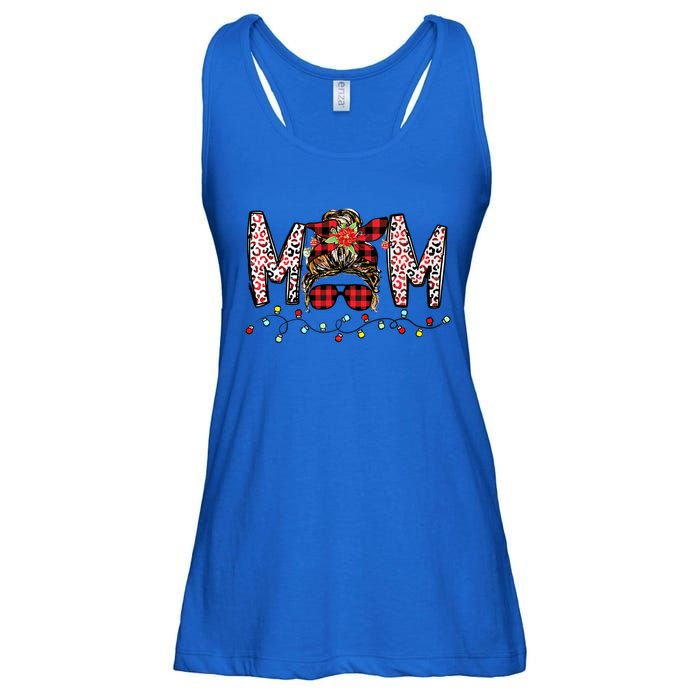 Messy Bun Mom Santa Christmas Family Mama Xmas Mother Great Gift Ladies Essential Flowy Tank