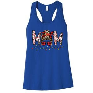 Messy Bun Mom Santa Christmas Family Mama Xmas Mother Great Gift Women's Racerback Tank