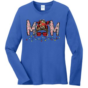 Messy Bun Mom Santa Christmas Family Mama Xmas Mother Great Gift Ladies Long Sleeve Shirt