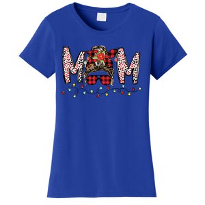 Messy Bun Mom Santa Christmas Family Mama Xmas Mother Great Gift Women's T-Shirt