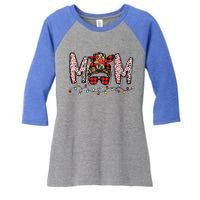 Messy Bun Mom Santa Christmas Family Mama Xmas Mother Great Gift Women's Tri-Blend 3/4-Sleeve Raglan Shirt