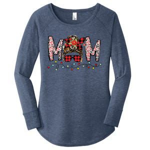 Messy Bun Mom Santa Christmas Family Mama Xmas Mother Great Gift Women's Perfect Tri Tunic Long Sleeve Shirt