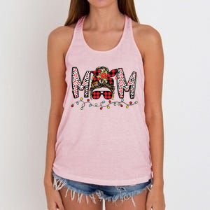 Messy Bun Mom Santa Christmas Family Mama Xmas Mother Great Gift Women's Knotted Racerback Tank