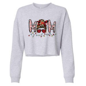 Messy Bun Mom Santa Christmas Family Mama Xmas Mother Great Gift Cropped Pullover Crew