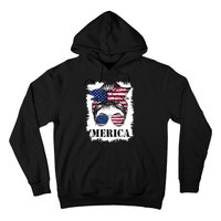 Messy Bun Merica Sunglasses 4th Of July Usa Flag Hoodie