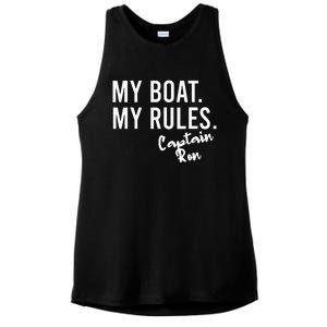 My Boat My Rules Captain Ron Personalized Boating Name Ladies PosiCharge Tri-Blend Wicking Tank