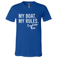 My Boat My Rules Captain Ron Personalized Boating Name V-Neck T-Shirt