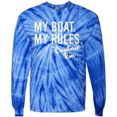 My Boat My Rules Captain Ron Personalized Boating Name Tie-Dye Long Sleeve Shirt