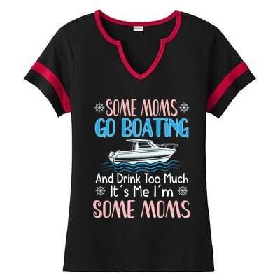 Moms Boating Mom Boat Captain Pontoon Sailor Cruising Meaningful Gift Ladies Halftime Notch Neck Tee