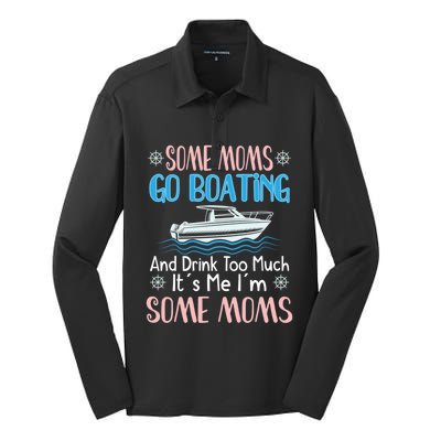 Moms Boating Mom Boat Captain Pontoon Sailor Cruising Meaningful Gift Silk Touch Performance Long Sleeve Polo