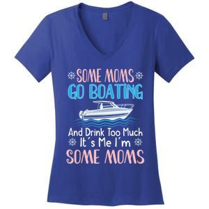 Moms Boating Mom Boat Captain Pontoon Sailor Cruising Meaningful Gift Women's V-Neck T-Shirt